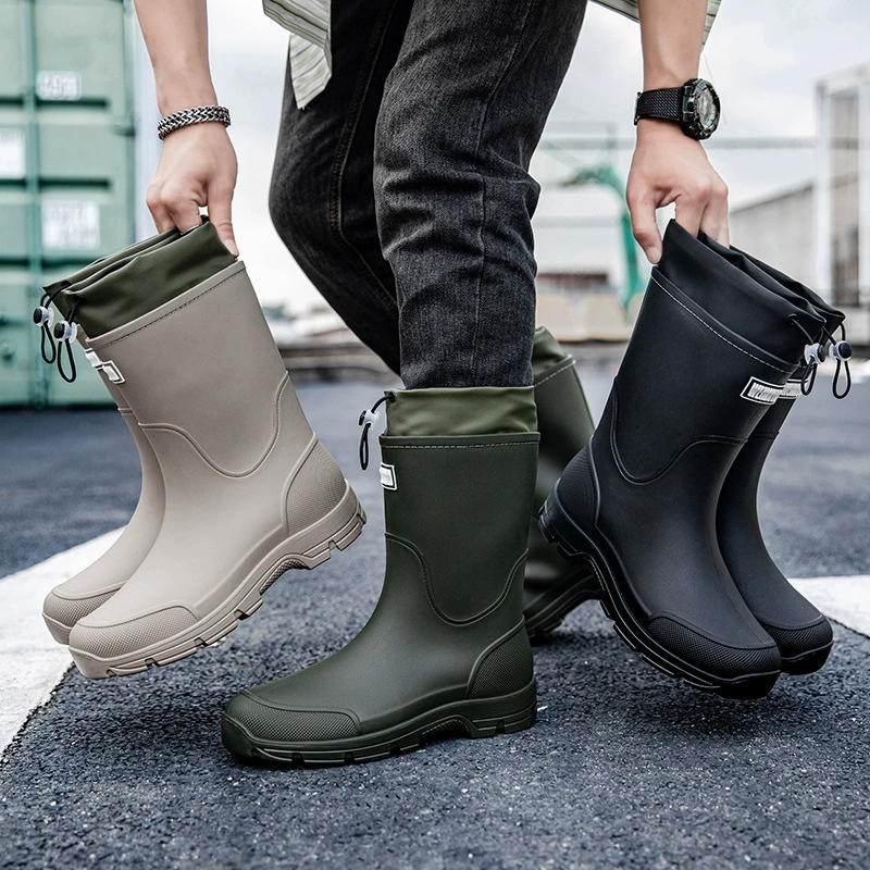 Новые резиновые сапоги для пары, простые мужские водные туфли для отдыха на открытом воздухе, резиновые сапоги, нескользящие водонепроницаемые женские ботинки для дождливого дня
