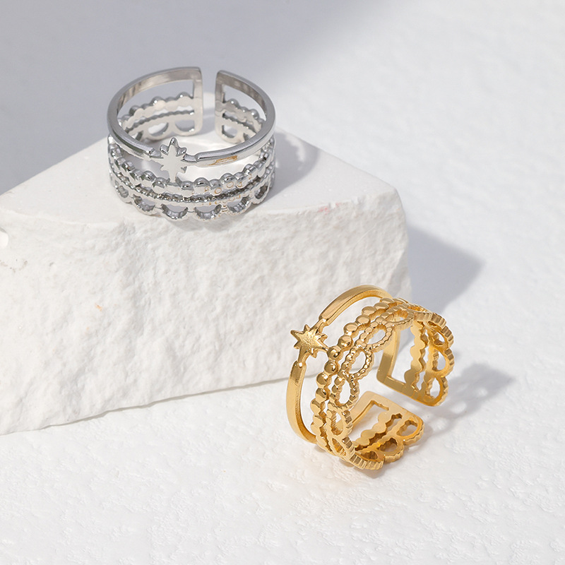 8g Weight Fashion Star Stainless Steel Plating Open Ring