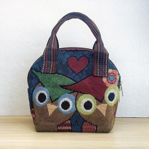 New ethnic style canvas bag for middle-aged women, embroidered jacquard, commuting mobile phone, change, shell-shaped portable bag