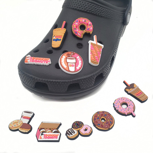 DUNKIN DONUTS Burger Milk Tea Crocs Shoes Flower Shoes Decorations Croc Shoes Flowers Shoe Buckle