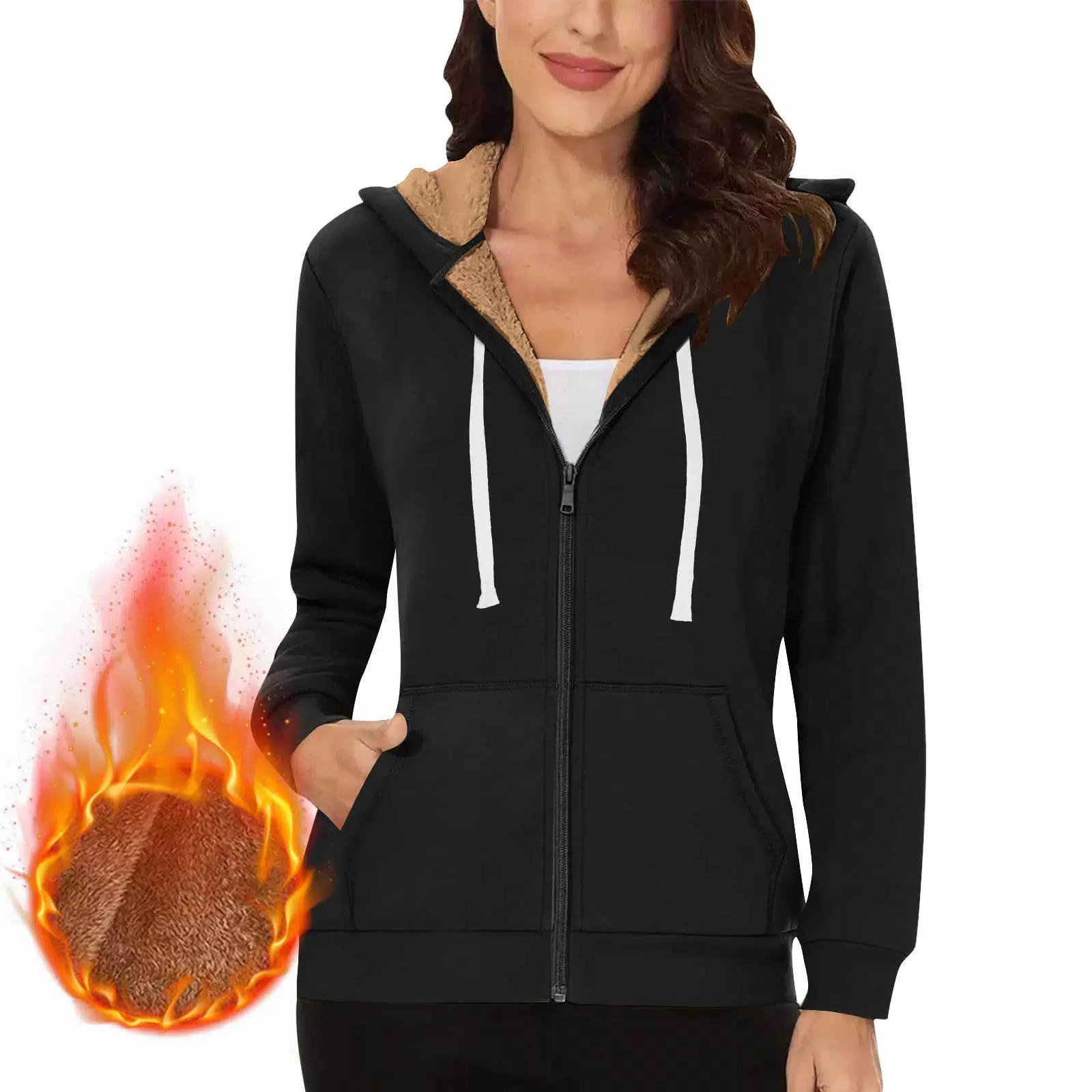 Плюс размер женский осенний и зимний композитный бархатный пальто Amazon Плюшевый короткий повседневный свитер с капюшоном женский кардиган