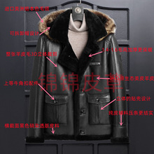 原生态皮毛一体可脱卸帽男休闲保暖皮草皮衣外套绅士冬季保暖大衣