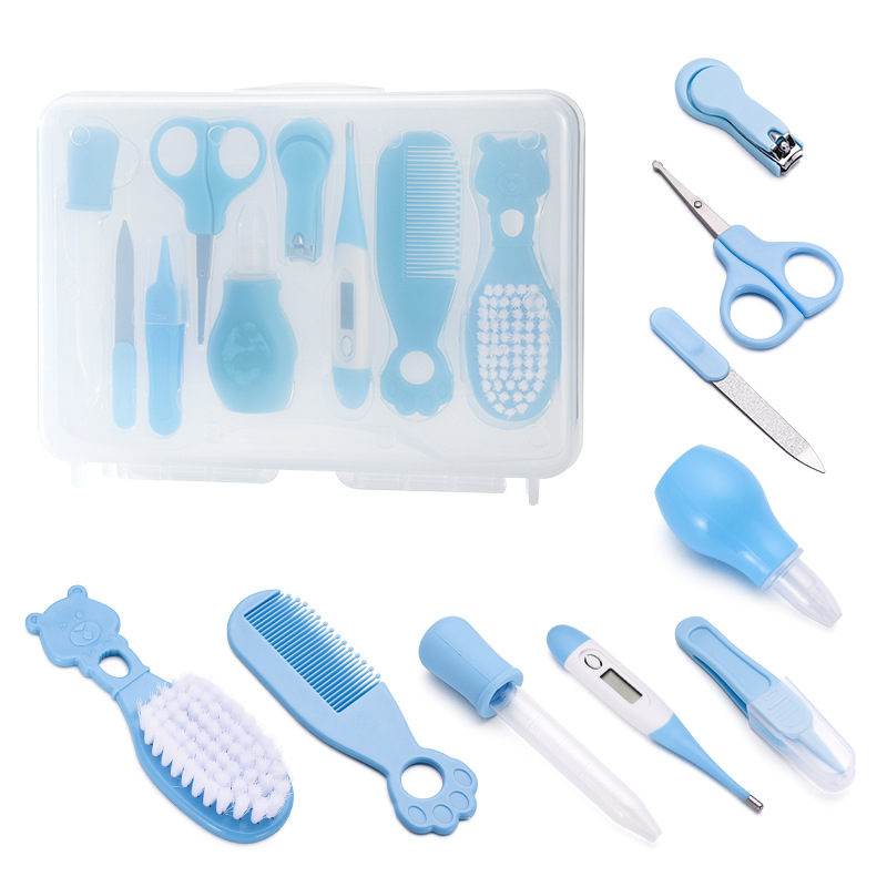 Comercio exterior Juego de cuidado de bebés Cortaúñas para bebés Herramientas de cuidado de cepillos de dientes Peine Cepillo Caja de almacenamiento Juego de 9 piezas image 7