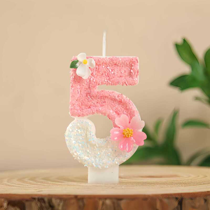 越境電子商取引アマゾン外国貿易クリエイティブデジタルキャンドル1歳ピンクかわいい花誕生日ケーキキャンドル|undefined