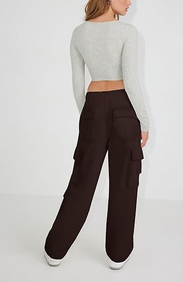 Women's Clothing New Multi Pocket Y2K Overalls Casual Loose Sports Fitness Wide Leg Pants_voghion.com