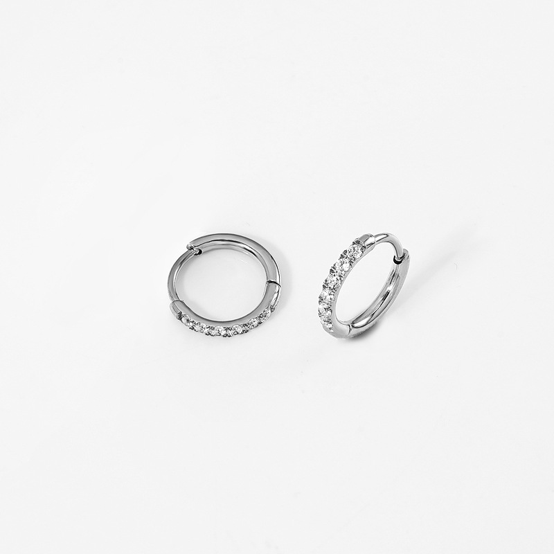 Aretes Zesen de Alta Calidad, Serie 2.0mm, Hechos a Mano, Populares en el Extranjero, de Acero Inoxidable, Finamente Tallados, con Incrustaciones de Diamantes, Cierres de Aretes, Aros