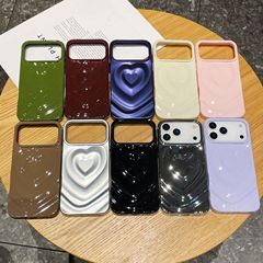 立体爱心适用苹果17Promax光油肤感手机壳iPhone17电镀防摔防滑壳