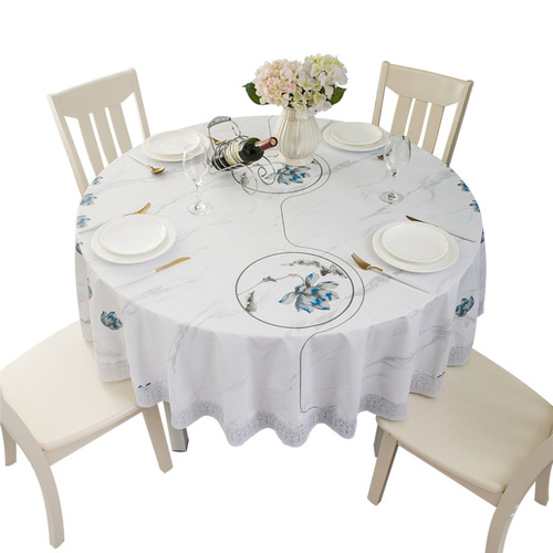 Tablecloth for Round Table, Household Waterproof, Oilproof, Heatproof, Wash-Free, Ins Round Tablecloth, PVC Coffee Table Cloth, Wholesale Kitchen Table Mat
