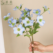 仿真花5头圣诞玫影楼拍摄道具 菟葵婚庆造景家居软装摆设假花跨境