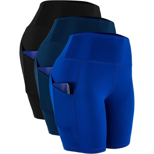 Cross-border Yoga Shorts Pocket Five Points European and American Women's Fitness Training Running Riding Tight Sports Shorts