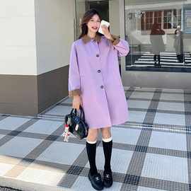 实拍2026年春装新款撞色正反两面穿榛果风衣女显瘦时髦中长款外套