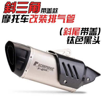 exhaust pipe, Exhaust pipe - tilted-triangle-tail-titanium-black-head-imitation-cover