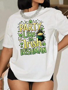 St. Patrick's Day Ladies Holiday T-Shirt Graded Clover Print