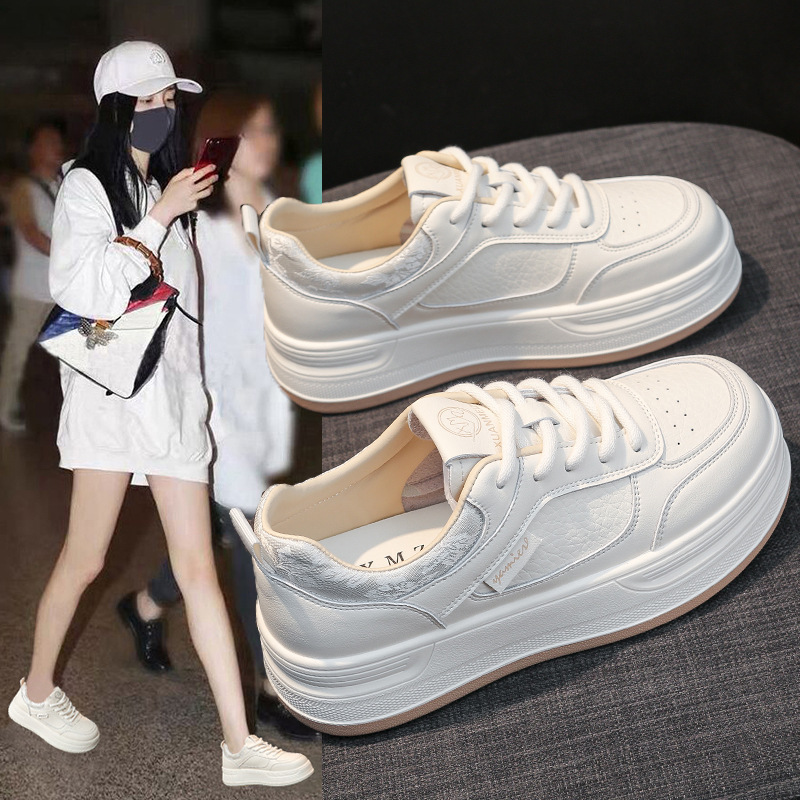 萱美足 秋冬女鞋新款小白鞋女学生韩版厚底增高休闲板鞋潮鞋568-1|undefined