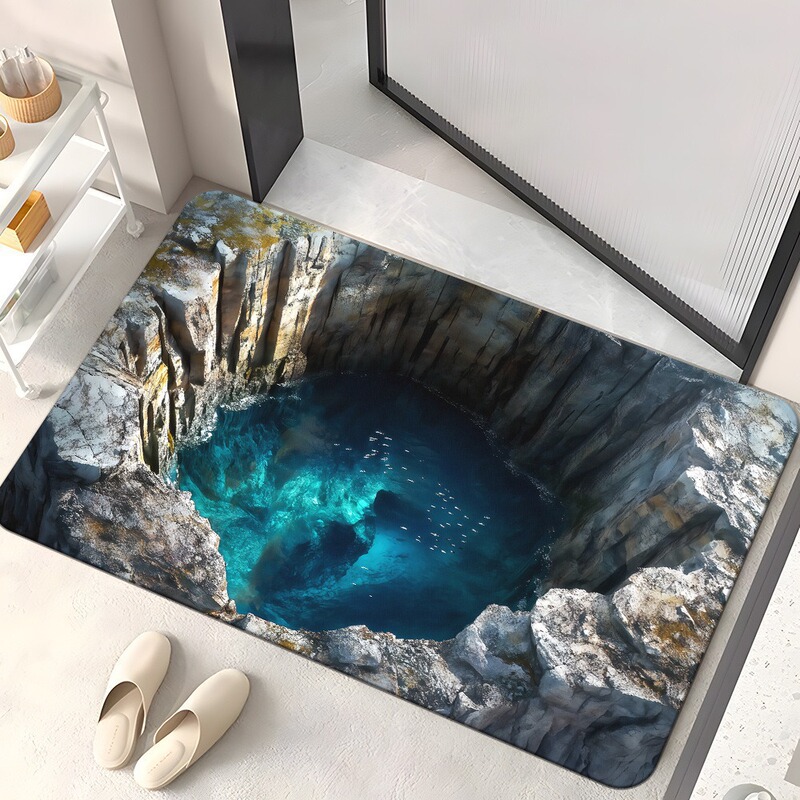 跨境陷阱3D立体视觉软硅藻泥地垫亚马逊浴室地垫吸水速干防滑垫|undefined