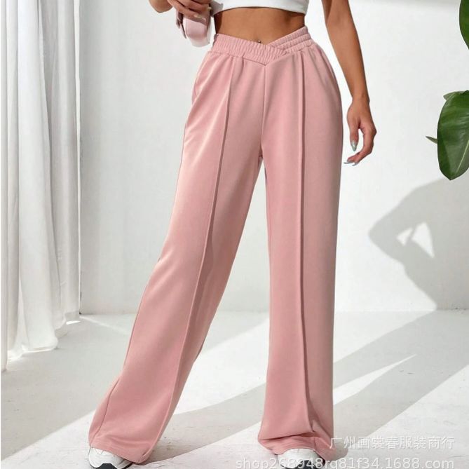 2023 pantalones casuales sueltos de mujer transfronteriza AliExpress cómodos pantalones de Casa de color sólido Pantalones deportivos casuales de pierna ancha image 5