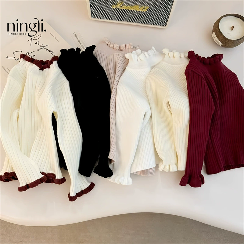 Нижний свитер для девочек в лайне осенью и зимой новый детский вязаный свитер