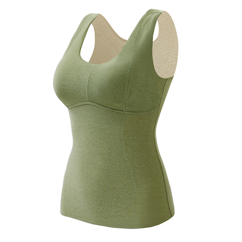 Otoño e Invierno chaleco térmico de terciopelo autocalentable para mujer con parche de almohadilla en el pecho cepillado más tamaño bottoming ropa interior térmica