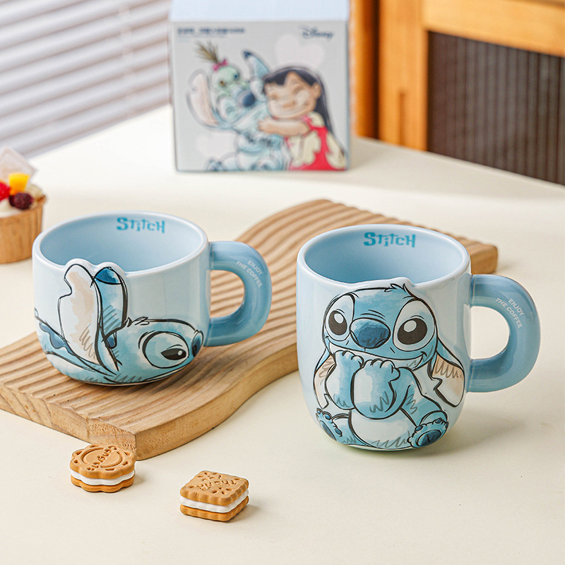 Disney Mickey en relieve tazas de cerámica de niñas de gran capacidad lindas tazas de marca de dibujos animados para niños tazas de agua