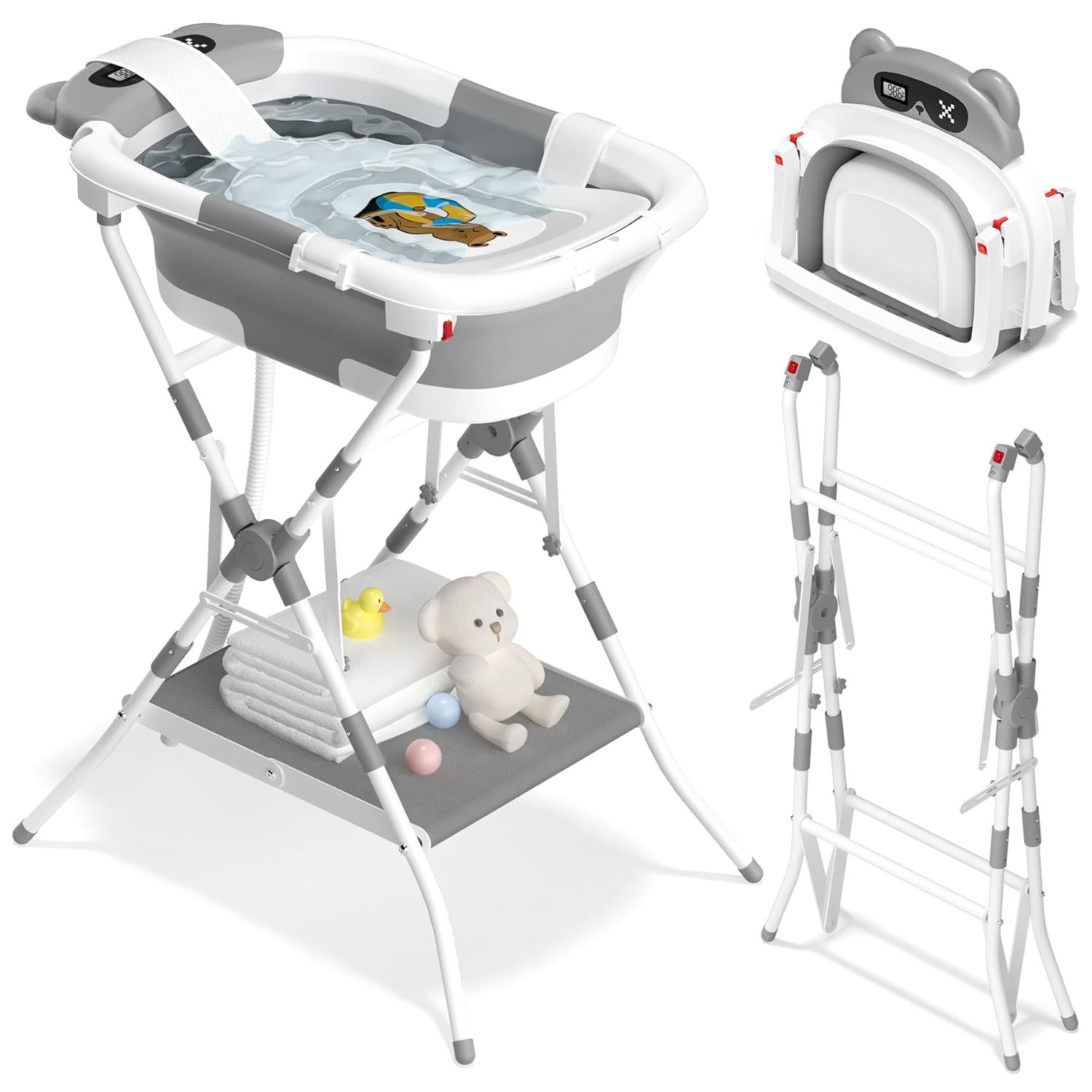 Baby bath tub stand, foldable baby bath tub, children's bathtub, large size, newborns' no-bending bathing set