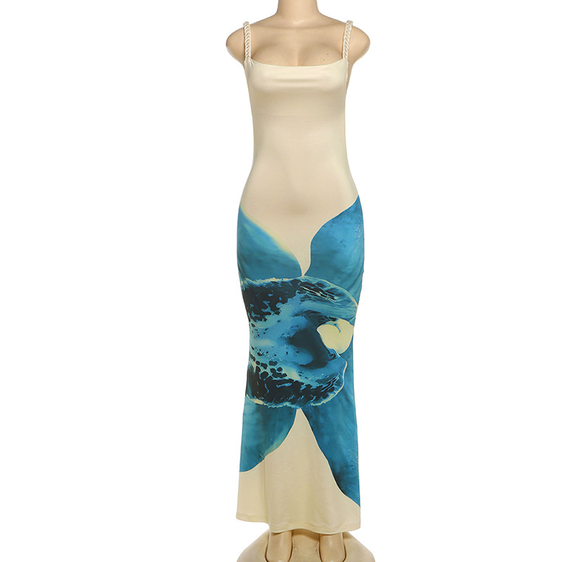 Summer Womens Maxi Dress Sleeveless Bodycon Floral Print Backless Perfect for Parties and Beach Events Wholesale