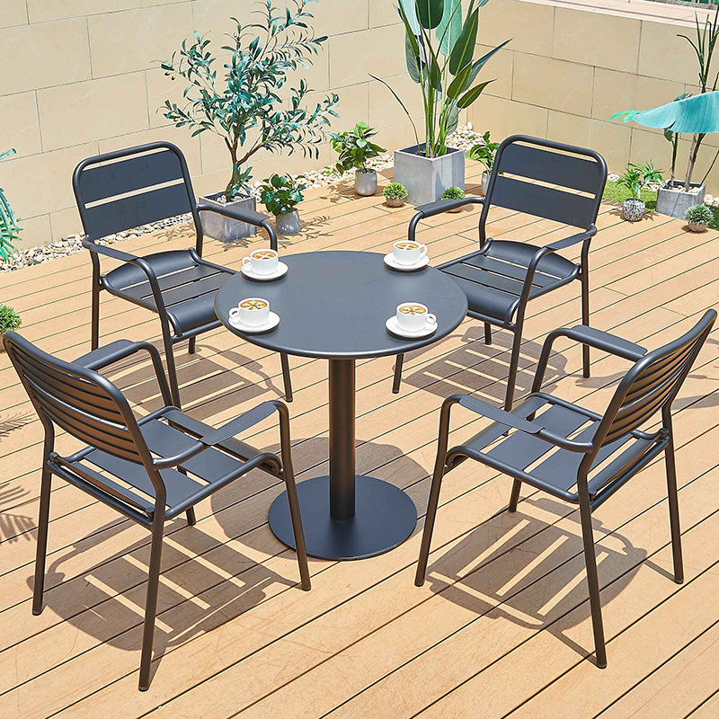 Mesas y sillas para exteriores, combinación de mesa de centro sencilla para ocio al aire libre, mesas y sillas de aleación de aluminio impermeables y resistentes al sol para jardín y patio al aire libre image 12