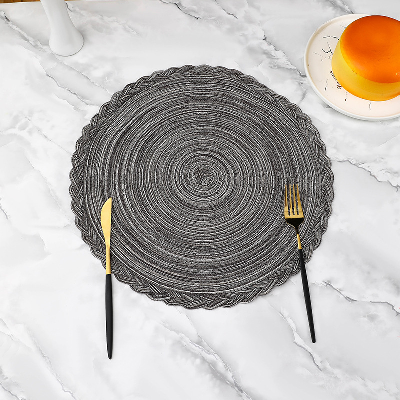 Añadir almohadilla de encaje de hilo de estilo nórdico rami trenzado almohadilla de encaje de algodón redondo almohadilla de mesa de comedor occidental almohadilla aislante de cubierta transfronteriza