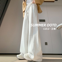 孕妇裤白灰色运动裤春秋季2025新款加绒宽松直筒窄版阔腿裤卫裤子