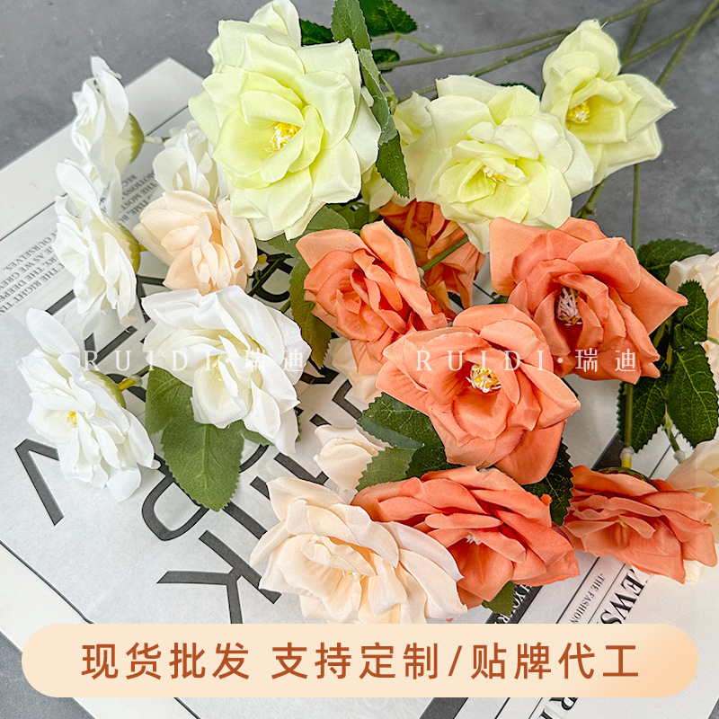 Artificial Flowers, 6 Heads of Elegant Roses, Suitable for Wedding Decorations, Home Decor, Flower Arrangements, Photography Props, and Cross-Border Sales