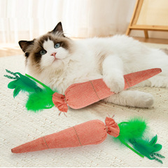 ペット用品 アマゾンの人気のリネンの羽のニンジンのおもちゃには、イヌハッカのぬいぐるみ猫のセルフプレジャーおもちゃが含まれています