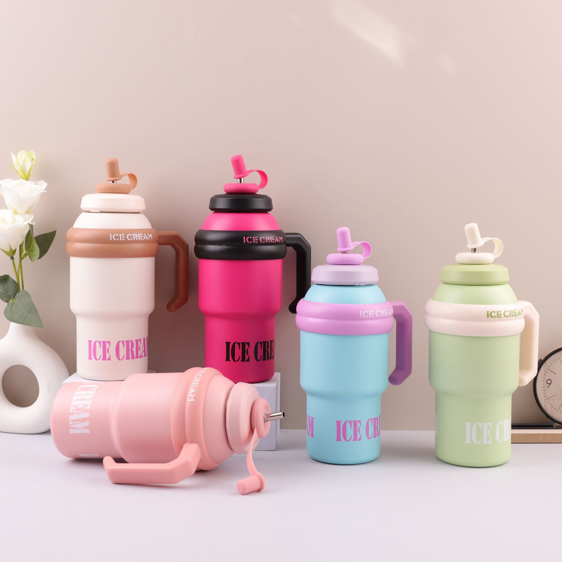 Nuevo Big Mac 316 taza de automóvil de acero inoxidable taza de mango de vacío de doble capa taza de gran capacidad con taza de aislamiento de paja