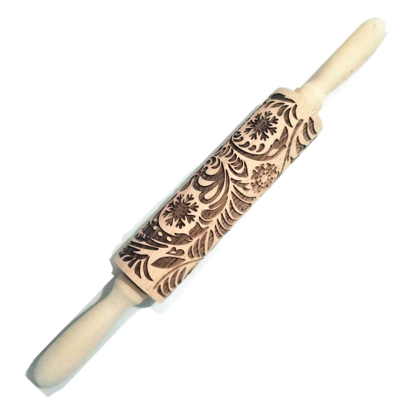 Wo Wood Рождественский Лось Принт Скалка Деревянная Лазерная Гравировка Тисненая Скалка Печенье Лапша Палочка для печенья