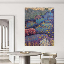 侘寂风花海山水风景客厅背景墙装饰壁画抽象花丛手绘油画玄关挂画