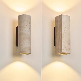 Retro Yellow Travertine 2024 New Art Creative B&B Living Room Staircase Entrance Master Bedroom Bedside Background Wall Lamp