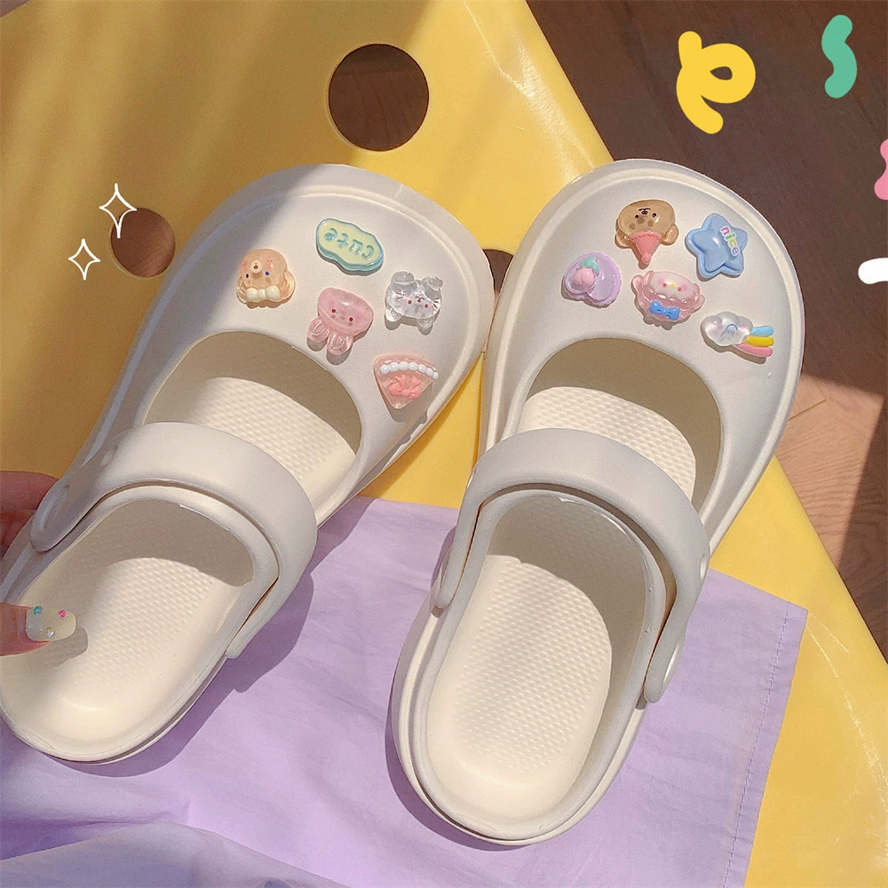 Открытый отдых с мягким дном на открытом воздухе Сандалии с закрытым носком милый мультяшный медведь пляжные сандалии для женщин летние