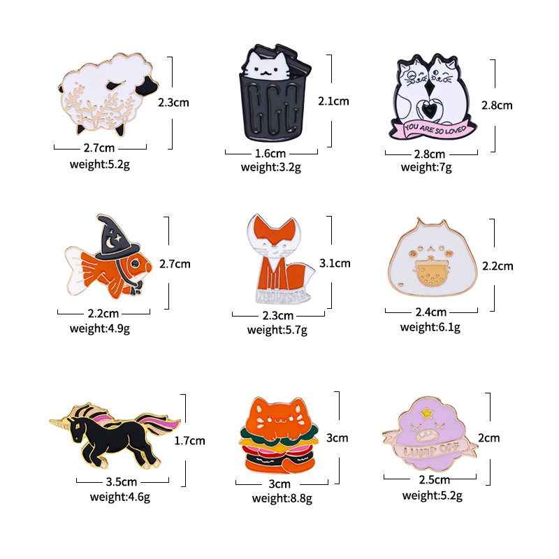Broche en alliage transfrontalière, série animaux, chat mignon de dessin animé, badge en métal, accessoire de mode anime_voghion.com