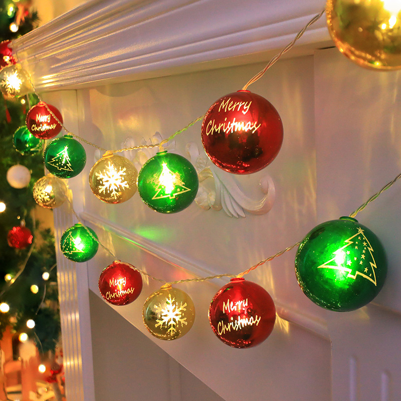 Estrellas lámparas galvanizadas bolas de Navidad árboles de Navidad flocos de nieve Merry Christmas luces de color Navidad decoración de luces de cadena