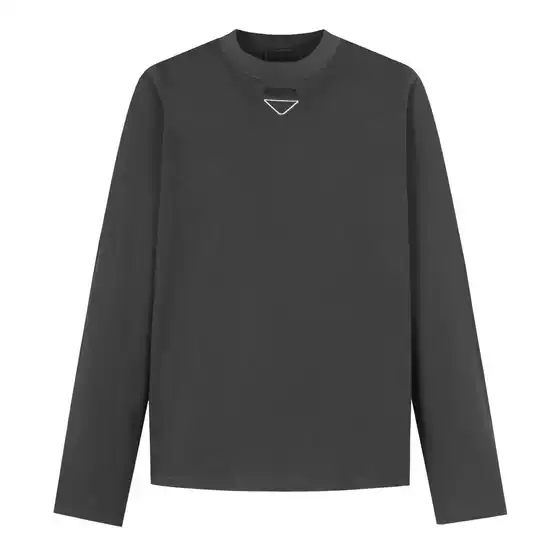 In-Stock Original Label P Brand Celebrity Style Classic Round Neck Basic Long-Sleeve T-Shirt Base Shirt with Chest Triangle Logo