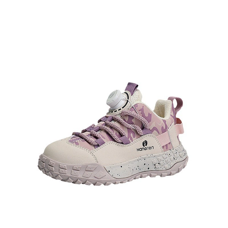 Hangten/Huanzai brand Children's cotton shoes 2024 winter plus velvet male and female camouflage outdoor board on non -slip shoes