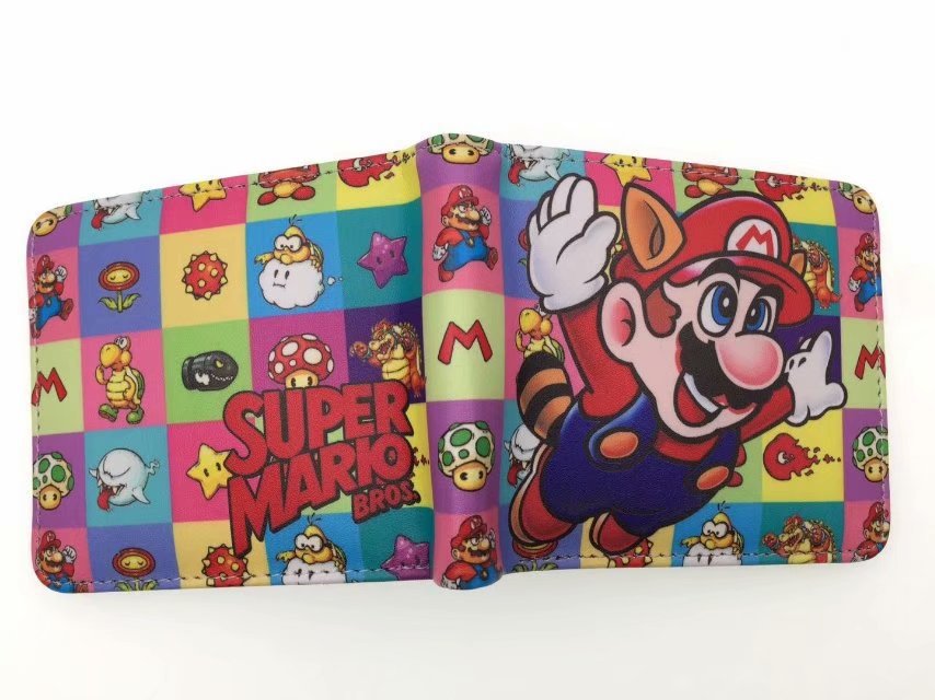 Nuevo Super Mary cartera corta Super Mario estudiante unisex pu cuero Snap cartera