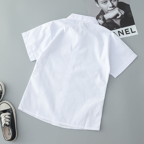 Boy's short-sleeve white shirt, girl's short-sleeve white shirt, student uniform for boys and girls, short-sleeve white shirt for performance costumes