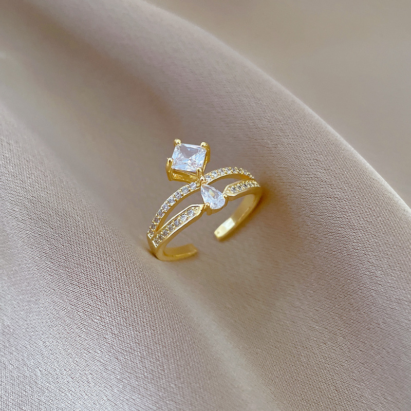 Kronen- Und Wassertropfen-ring Verstellbar Schlichter Schmuck_voghion.com