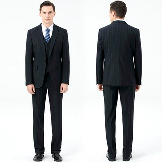 2026春秋季职场正装男士西服商务中年宴会礼服套装羊毛西装三件套