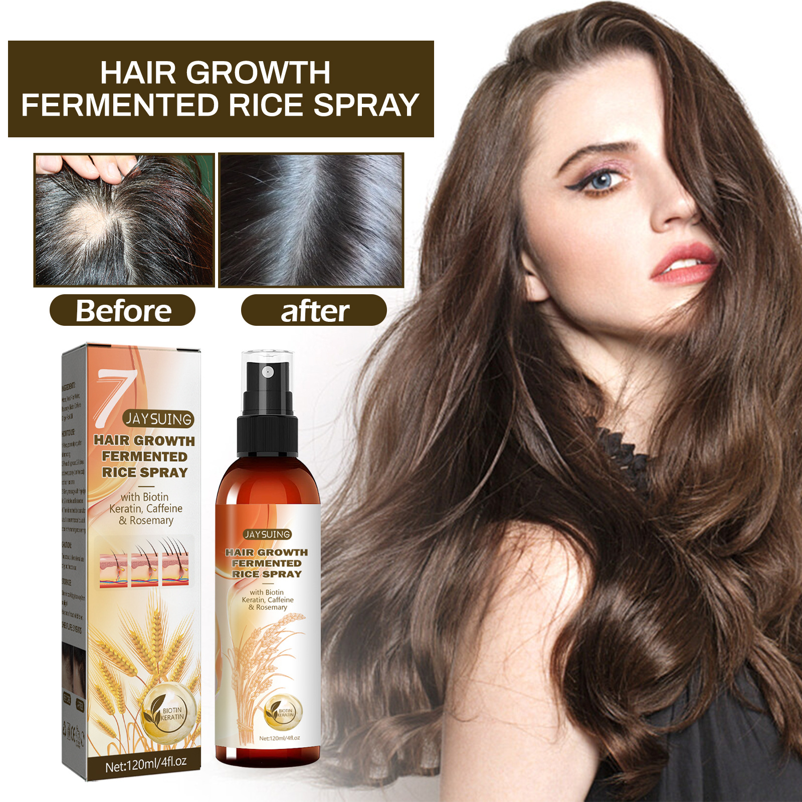 Spray Jayswing dichtes Keratin Repair nährt die Wurzel, beugt Haarausfall vor und feste fermentierte Reisessenz_voghion.com