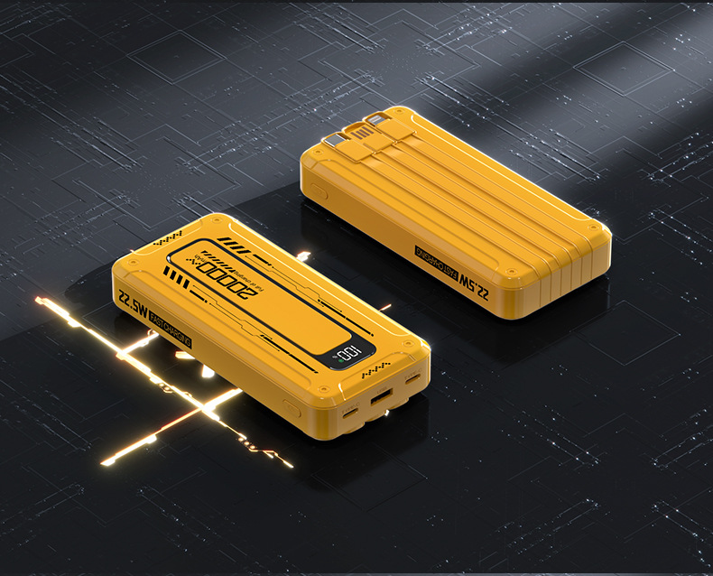 Mecha Powerbank mit Kabel 200 Millionen Super-Schnellladung 22,5W, 10000 mAh PD20W ultra-dünn mit Kabel