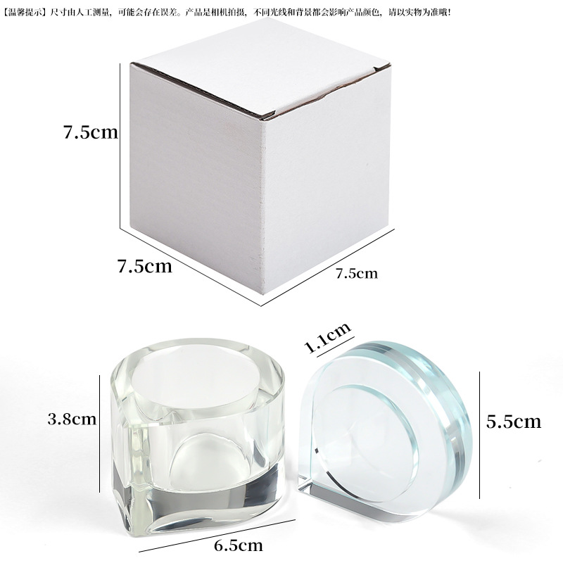 Taza de lavado de lápices de cristal transfronteriza de alta calidad, manicura en forma de gota, taza de cristal gruesa con tapa, taza líquida, color AB