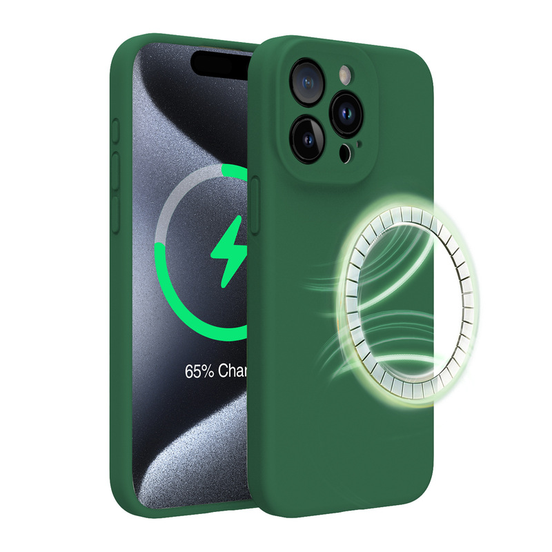 アップル14pro携帯ケース液体シリカゲルの純色を適用して、新しいシンプルな転倒防止のために、マグセーフ磁気吸引携帯ケースを適用します。|undefined