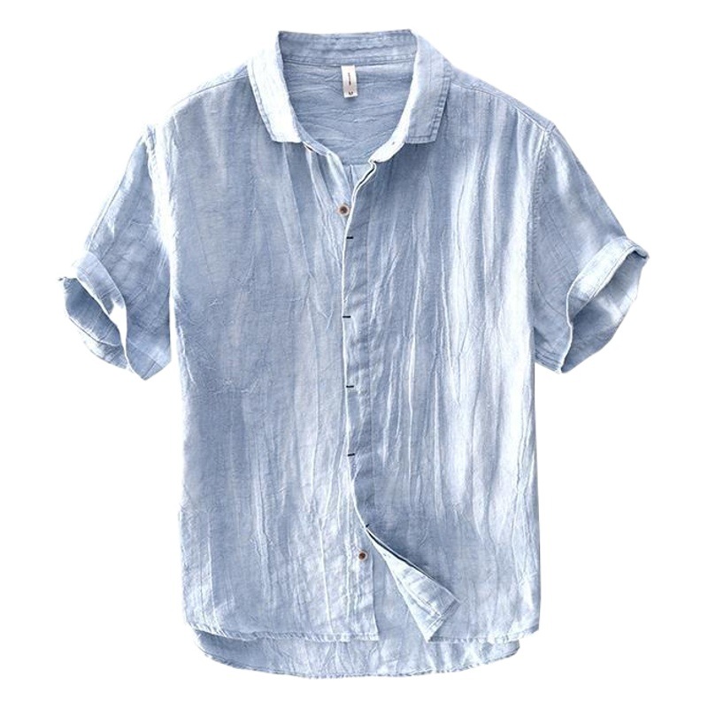 Suministro directo de fábrica nuevos hombres de verano de lino casual Camisa de manga corta de los hombres jóvenes sueltos camisa artística de los hombres