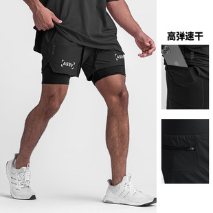 Men's Summer Shorts for Outdoor Wear, American Style Youth Two-In-One Sports Shorts, Men's Multi-Pocket Squat Quick-Dry Pants