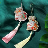 Культурные и творческие товары для живописных мест и храмов, пакетики, пакетики с нефритовым кроликом на фестивале середины осени, подвески, двусторонняя вышивка, культурные и творческие подарки для живописных мест.